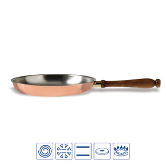 Padella flambeau con manico in legno