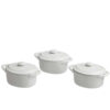 Set 3 cocotte tonde con coperchio Linea Mignon bianco