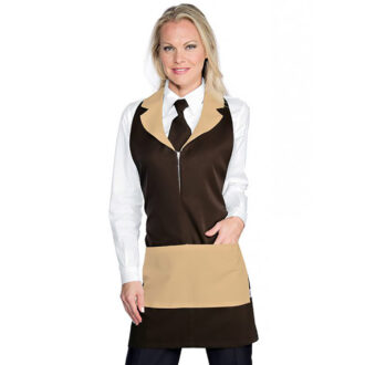 Grembiule Madeira con zip moro/biscotto linea Horeca