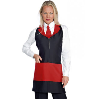 Grembiule Madeira con zip nero/rosso linea Horeca