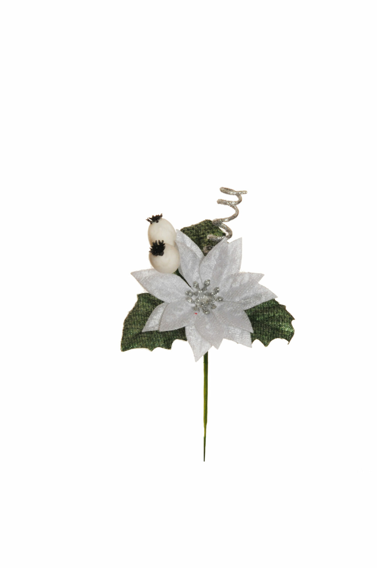 Pick Stella Natale Bianca Con Bacche Bianche