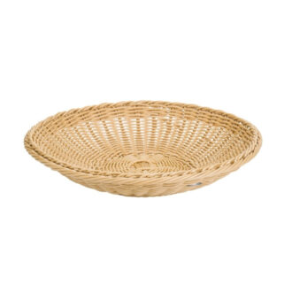 Cestino Tondo Basso Beige In Finto Vimini – Westmark