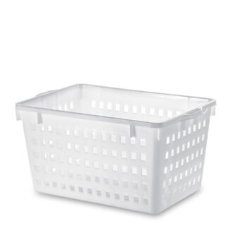 Cesta Rettangolare Forata Con Maniglie Bianca – Giganplast