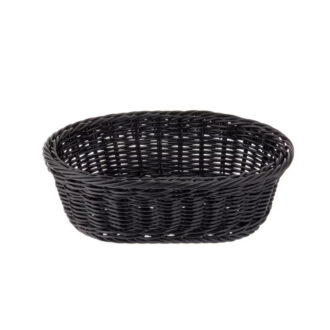 Cesto In Finto Vimini Ovale Nero – Tablecraft