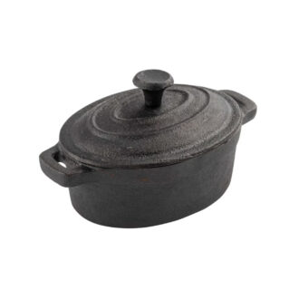 Casseruolina Nera Ovale In Ghisa Con 2 Manici E Coperchio – Tablecraft