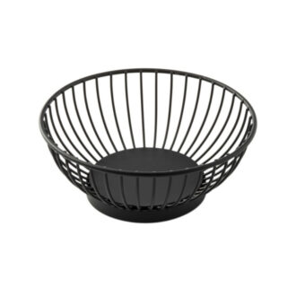 Cestino Pane Tondo In Filo Acciaio Nero Con Base – Tablecraft