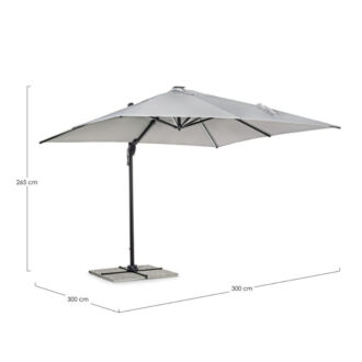 Ombrellone Ines Braccio 3 x 3 Mt Grigio Chiaro Con Luci Led – Bizzotto