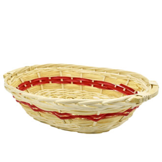 Cesto Ovale Naturale Con Fascia Rossa Cesto Ovale Naturale Con Fascia Rossa