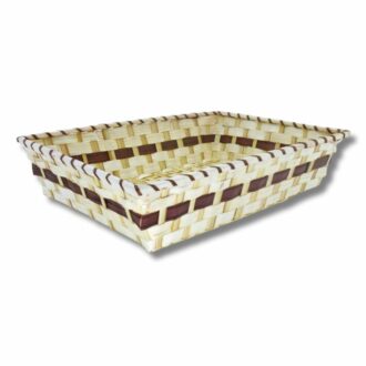 Cesto Rettangolare Bianco Con Fascia Noce – Cesteria Meridionale Cesto Rettangolare Bianco Con Fascia Noce – Cesteria Meridionale