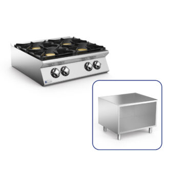 Cucina A Gas 4 Fuochi 24 kW Con Base Vano A Giorno – Mareno