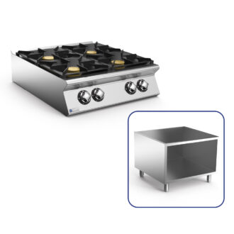 Cucina A Gas 4 Fuochi 28 kW Con Base Vano A Giorno – Mareno