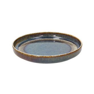 Piatto Piano Edge Linea Bloom Blue e Brown