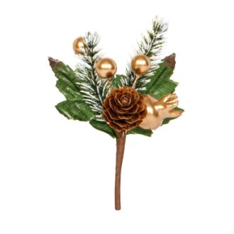 Pick Con Pigne, Bacche Oro E Ramo Di Pino Innevato – Piovaccari Pick Con Pigne, Bacche Oro E Ramo Di Pino Innevato – Piovaccari