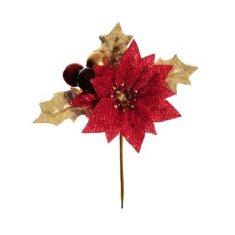 Pick Stella Di Natale Rossa Con Bacche E Foglia – Evergreens