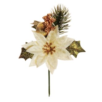 Pick Stella Di Natale Panna Con Bacche E Ramo Pino – Evergreens