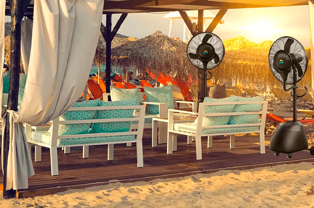 rinfrescatore evaporativo per dehor bar in funzione