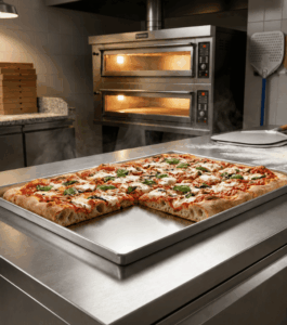 Teglie professionali per pizzeria in alluminio e ferro
